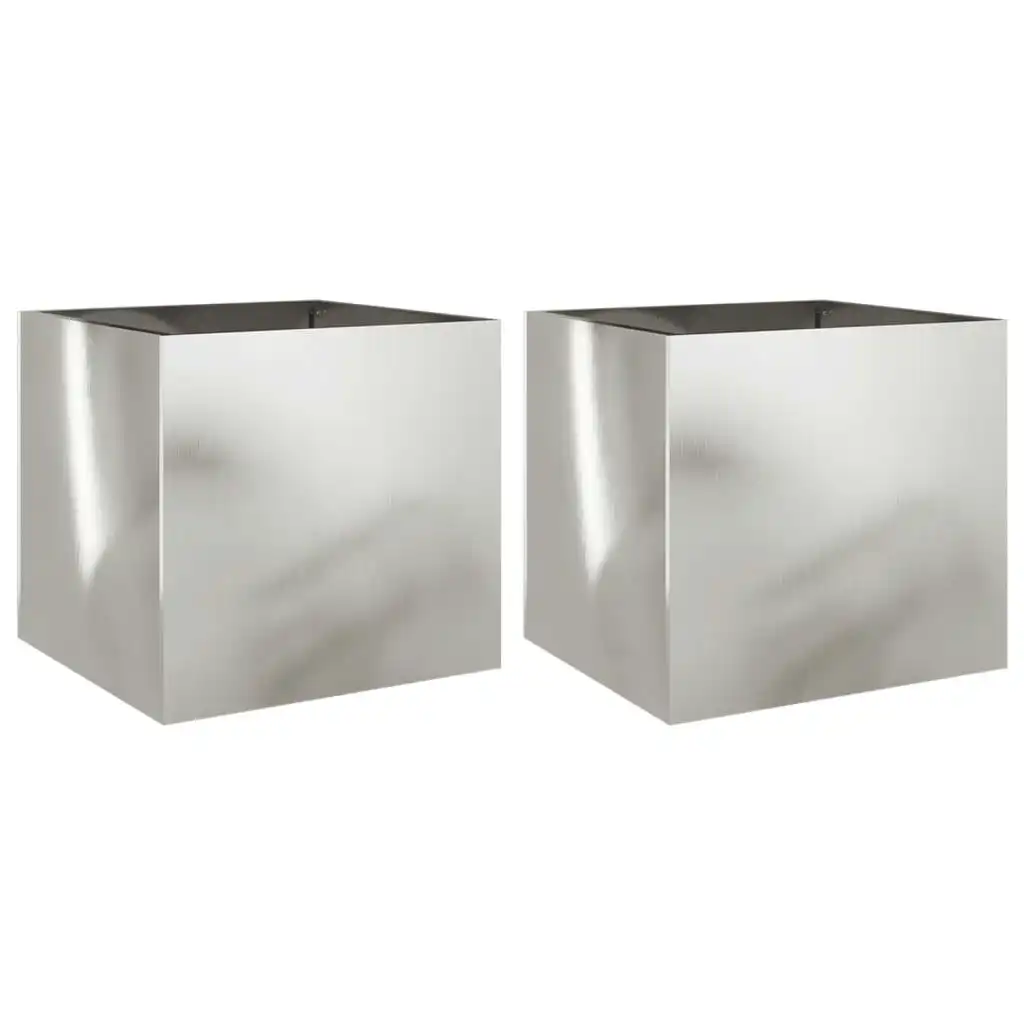 Planters 2 pcs Silver 42x40x39 cm Stainless Steel 841556