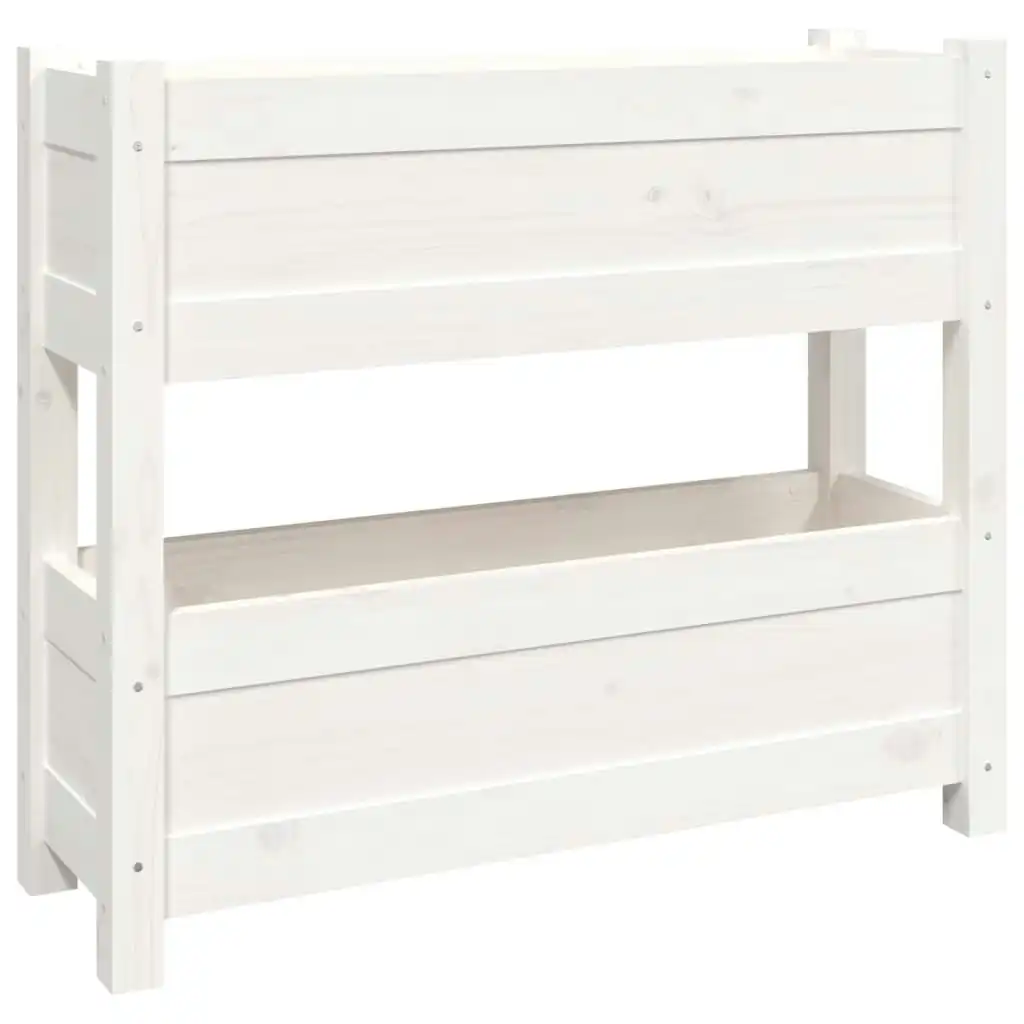 Planter White 77x25x66 cm Solid Wood Pine 823942