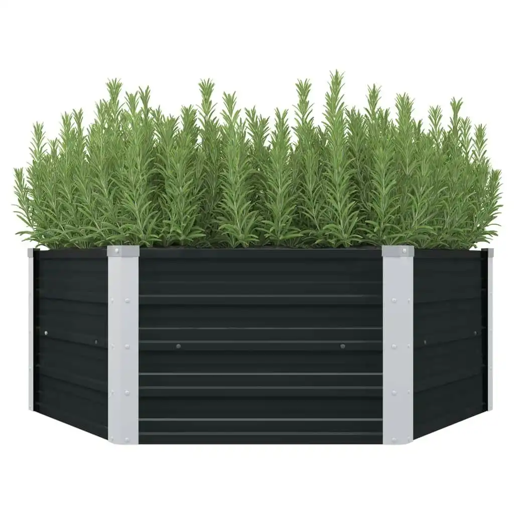 Raised Garden Bed Anthracite 129x129x45 cm Galvanised Steel 45723