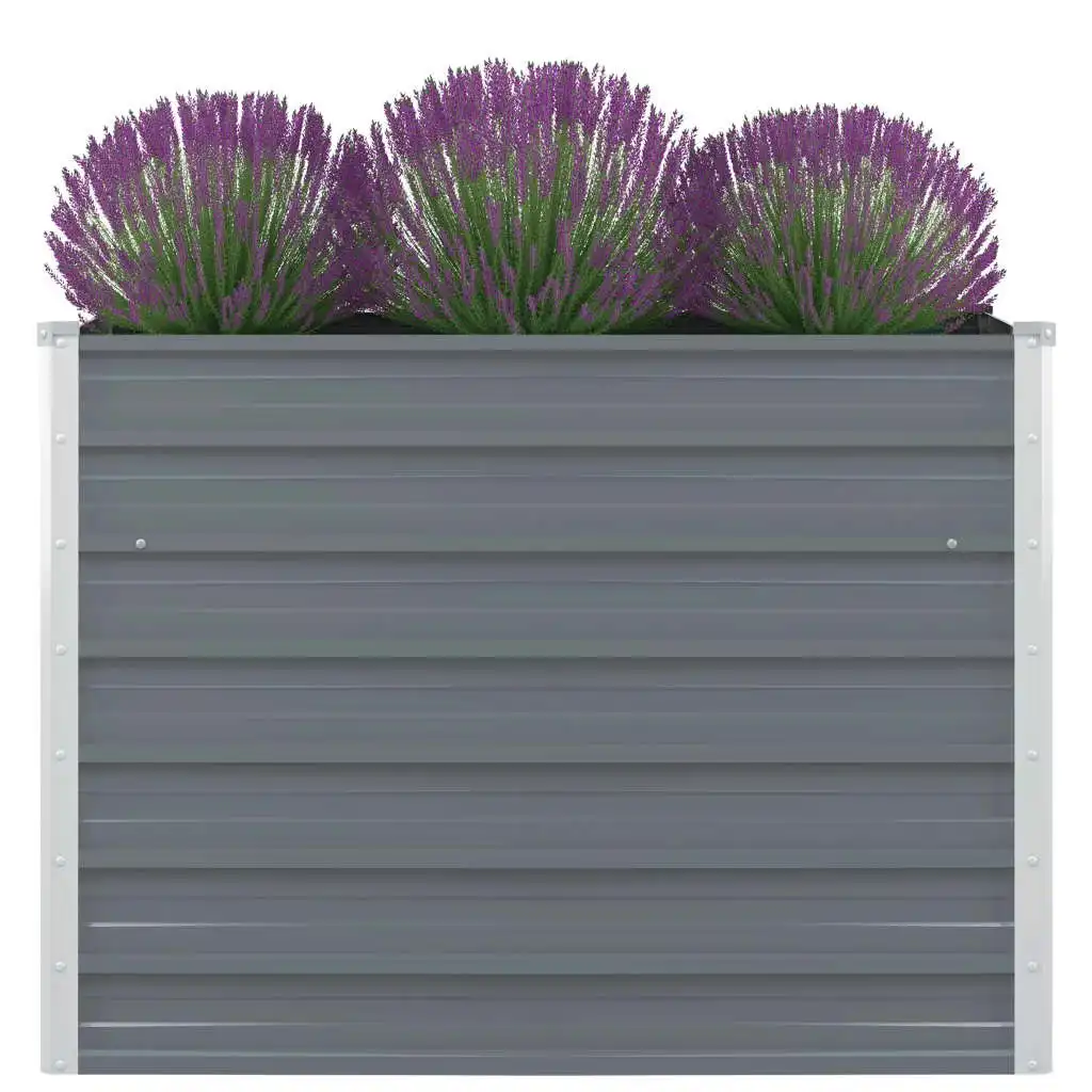 Raised Garden Bed 100x100x77 cm Galvanised Steel Grey 42407