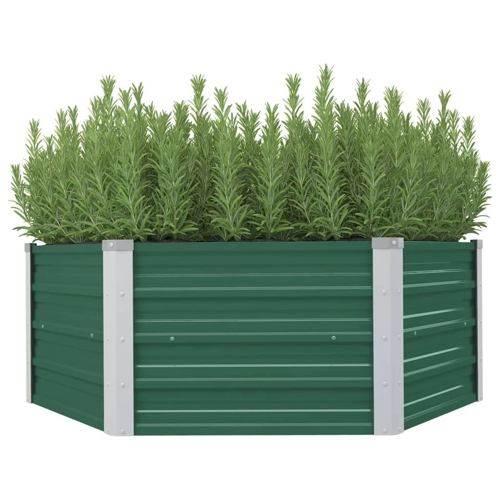 Raised Garden Bed 129x129x46 cm Galvanised Steel Green 47015