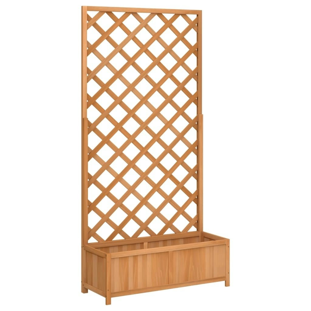 Planter with Trellis Brown Solid Wood Fir 365479