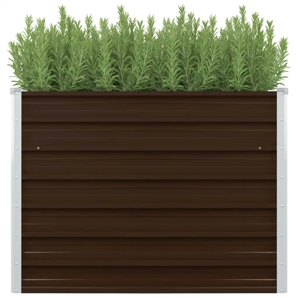 Raised Garden Bed Brown 100x100x77 cm Galvanised Steel 45712