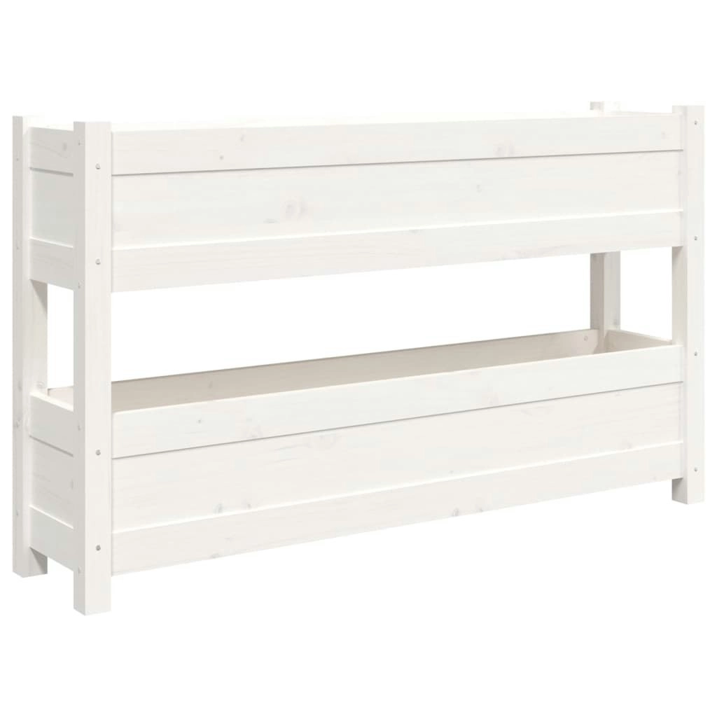 Planter White 112x25x66 cm Solid Wood Pine 823928