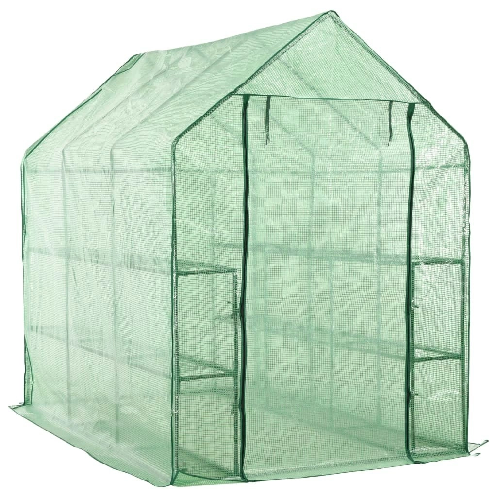 Walk-in Greenhouse with 12 Shelves Steel 143x214x196 cm 46913