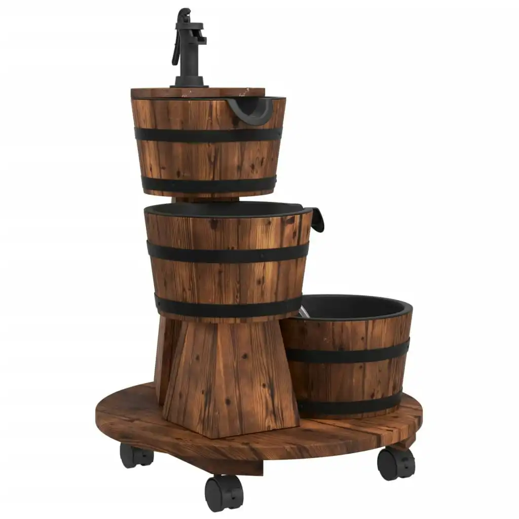 Wheeled Water Fountain with Pump 55x55x80 cm Solid Wood Fir 364855