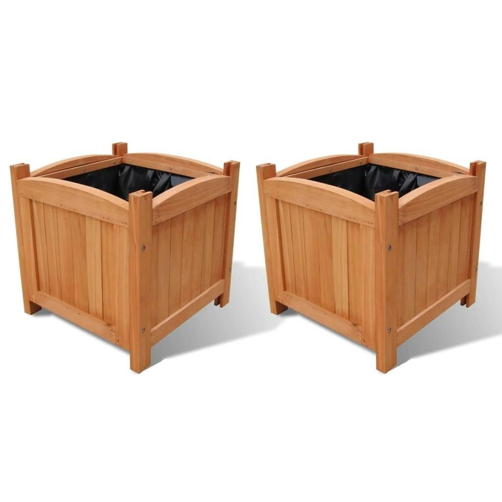 Wooden Raised Bed 30 x 30 x 30 cm Set of 2 41301