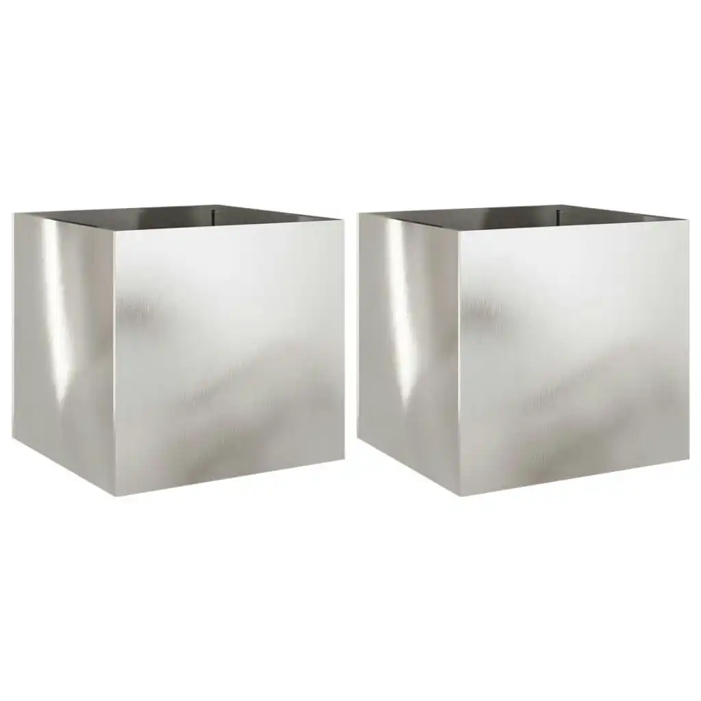 Planters 2 pcs Silver 49x47x46 cm Stainless Steel 841568