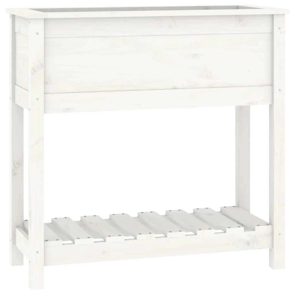 Planter with Shelf White 82.5x34.5x81 cm Solid Wood Pine 823760