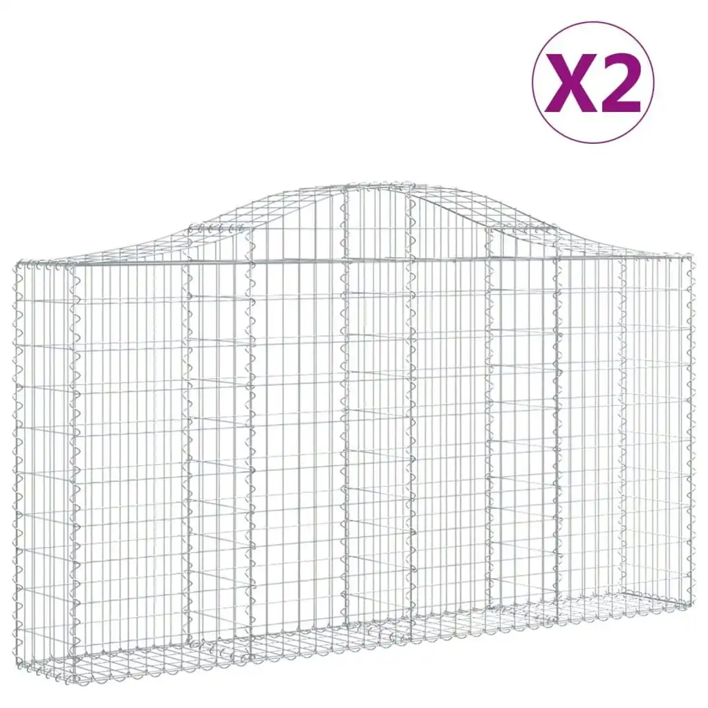 Arched Gabion Baskets 2 pcs 200x30x100/120 cm Galvanised Iron 3145430