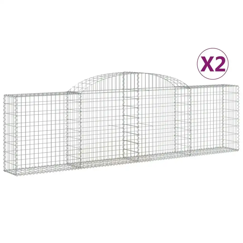 Arched Gabion Baskets 2 pcs 300x30x80/100 cm Galvanised Iron 3146503