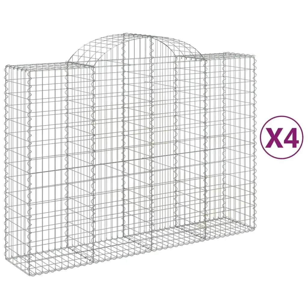 Arched Gabion Baskets 4 pcs 200x50x140/160 cm Galvanised Iron 3146364