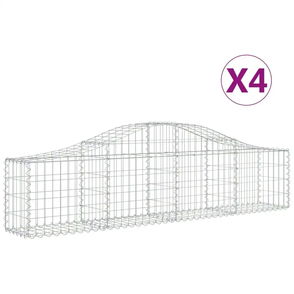 Arched Gabion Baskets 4 pcs 200x30x40/60 cm Galvanised Iron 3145369