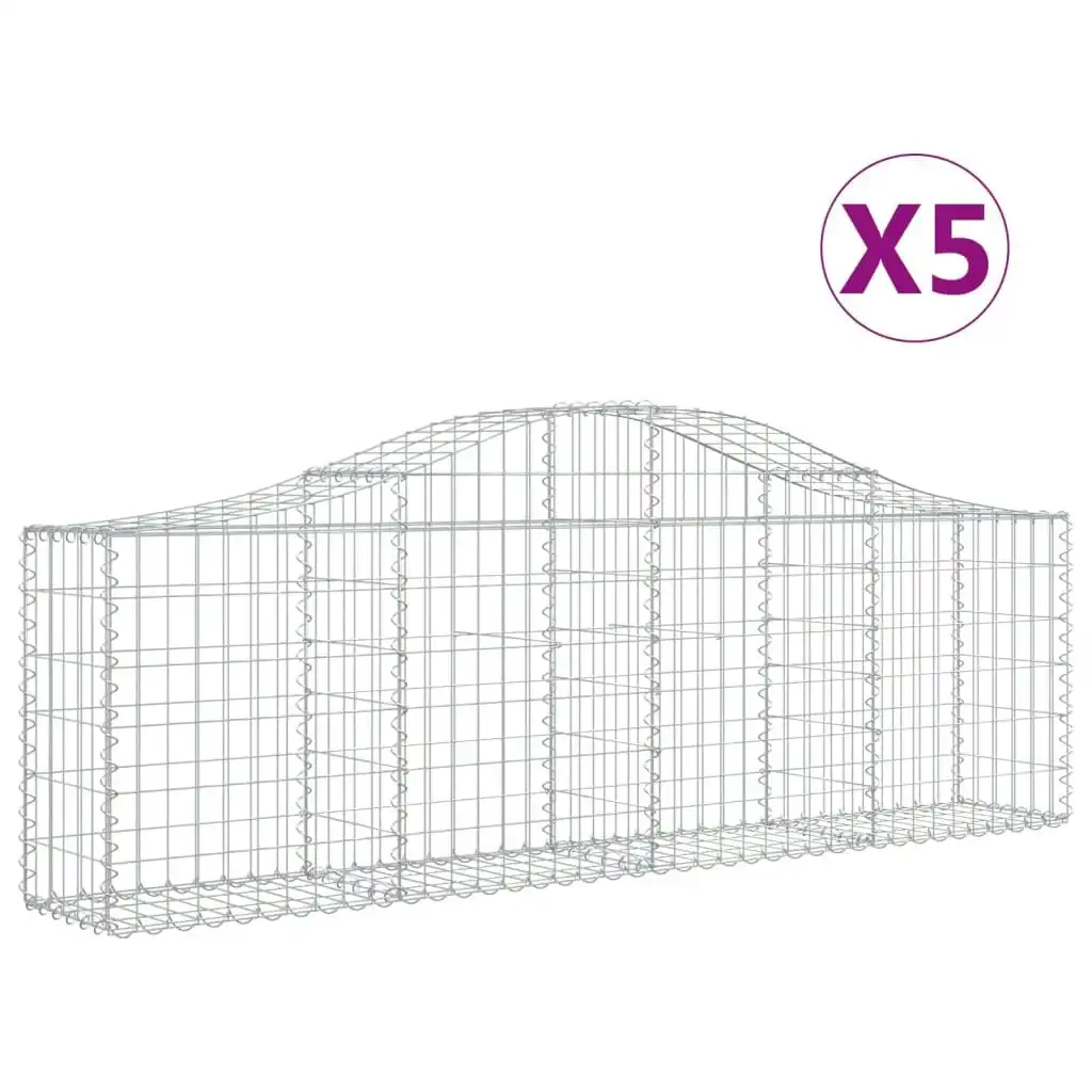 Arched Gabion Baskets 5 pcs 200x30x60/80 cm Galvanised Iron 3145391