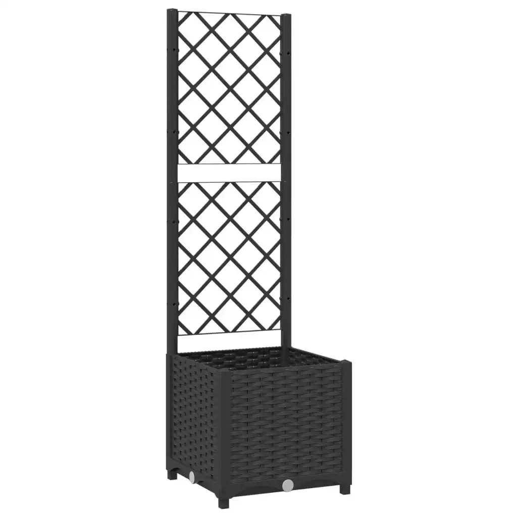 Garden Planter with Trellis Black 40x40x136 cm PP 318269