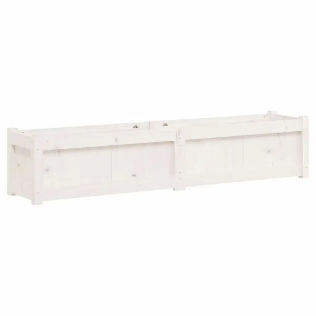 Garden Planter White 150x31x31 cm Solid Wood Pine 837476