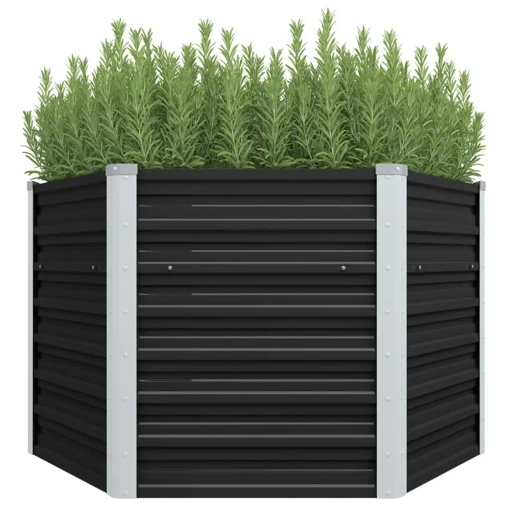 Garden Raised Bed Anthracite 129x129x77 cm Galvanised Steel 45734