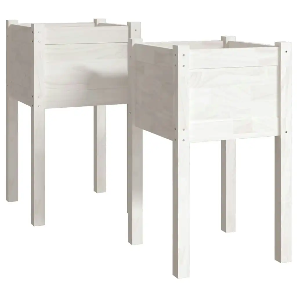 Garden Planters 2 pcs White 40x40x70 cm Solid Pinewood 810792