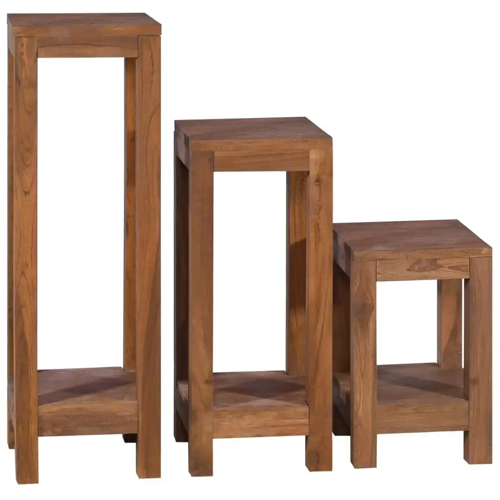 Plant Stands 3 pcs Solid Teak Wood 289077