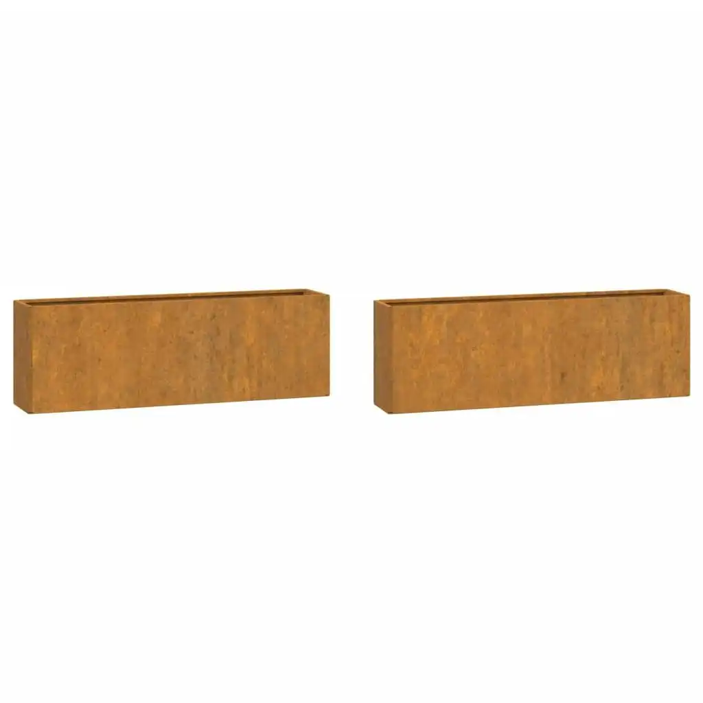 Wall Planters 2 pcs Rusty Corten Steel 53x10x17 cm 823686