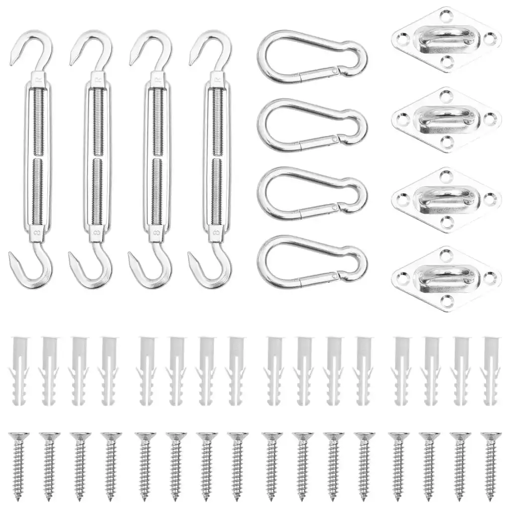 12 Piece Sunshade Sail Accessory Set Stainless Steel 310245