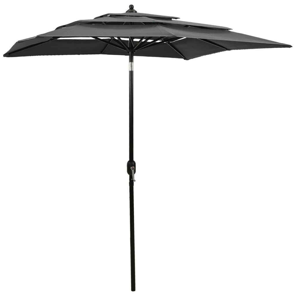 3-Tier Parasol with Aluminium Pole Anthracite 2x2 m 313846