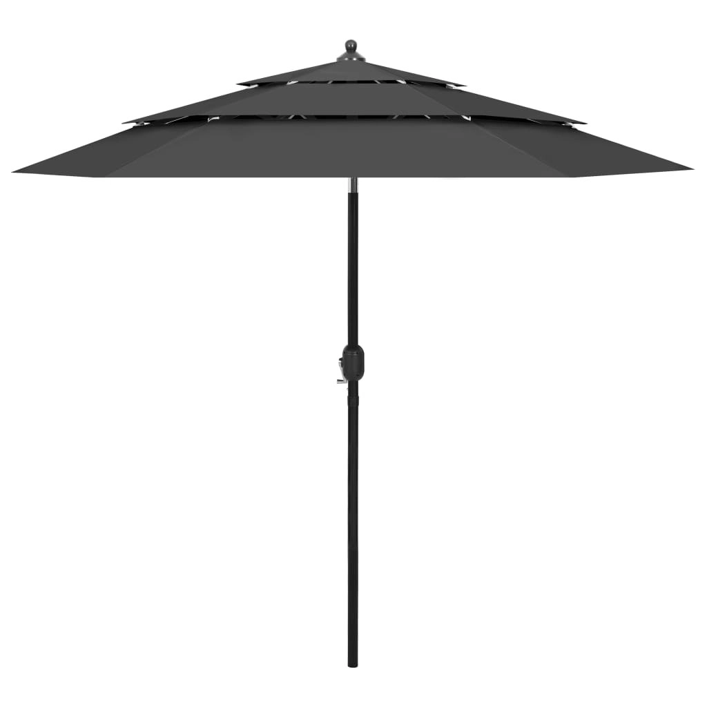 3-Tier Parasol with Aluminium Pole Anthracite 2.5 m 313862