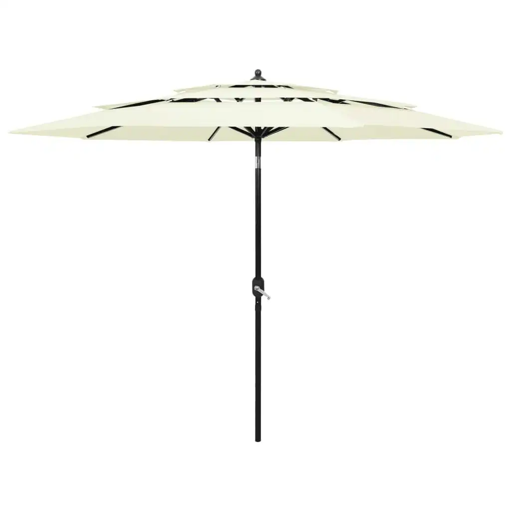 3-Tier Parasol with Aluminium Pole Sand 3 m 313868