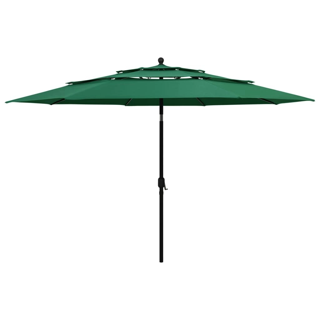 3-Tier Parasol with Aluminium Pole Green 3.5 m 313877