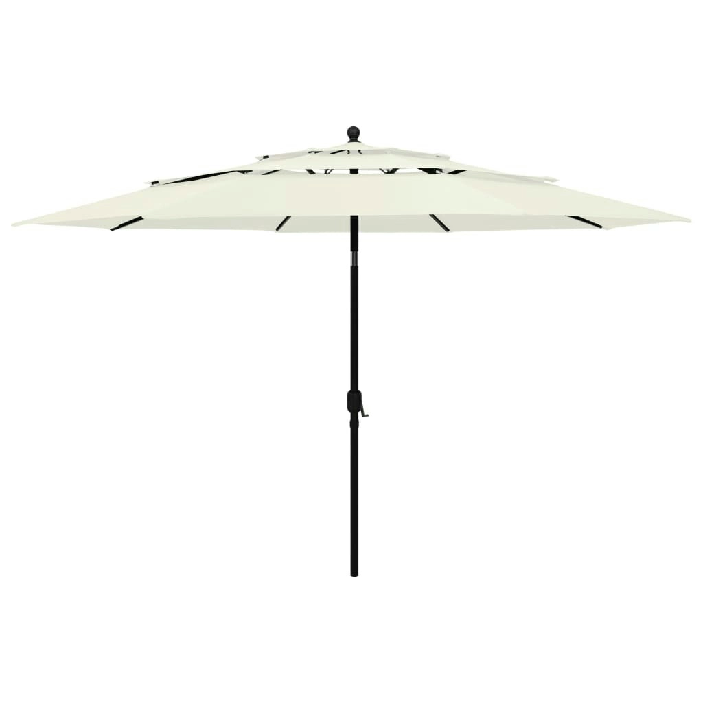 3-Tier Parasol with Aluminium Pole Sand 3.5 m 313876