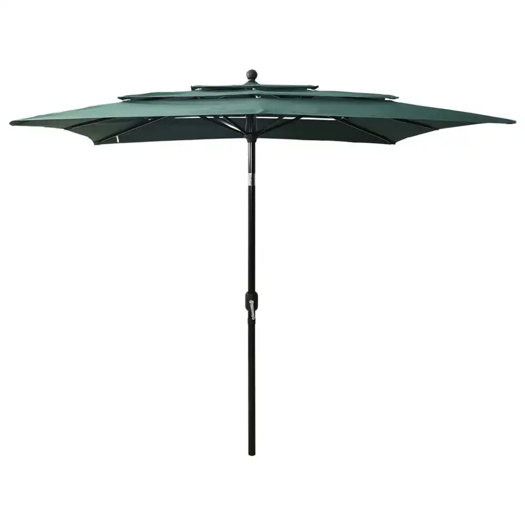 3-Tier Parasol with Aluminium Pole Green 2.5x2.5 m 313837