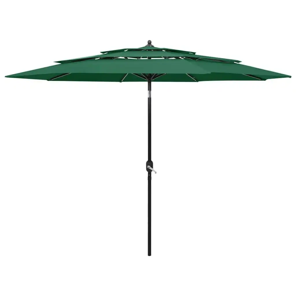 3-Tier Parasol with Aluminium Pole Green 3 m 313869