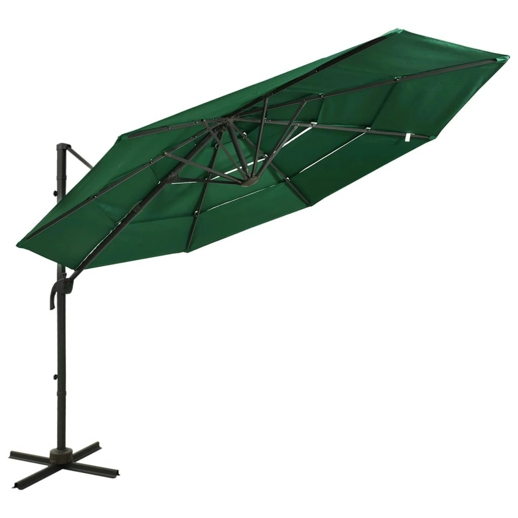 4-Tier Parasol with Aluminium Pole Green 3x3 m 313829