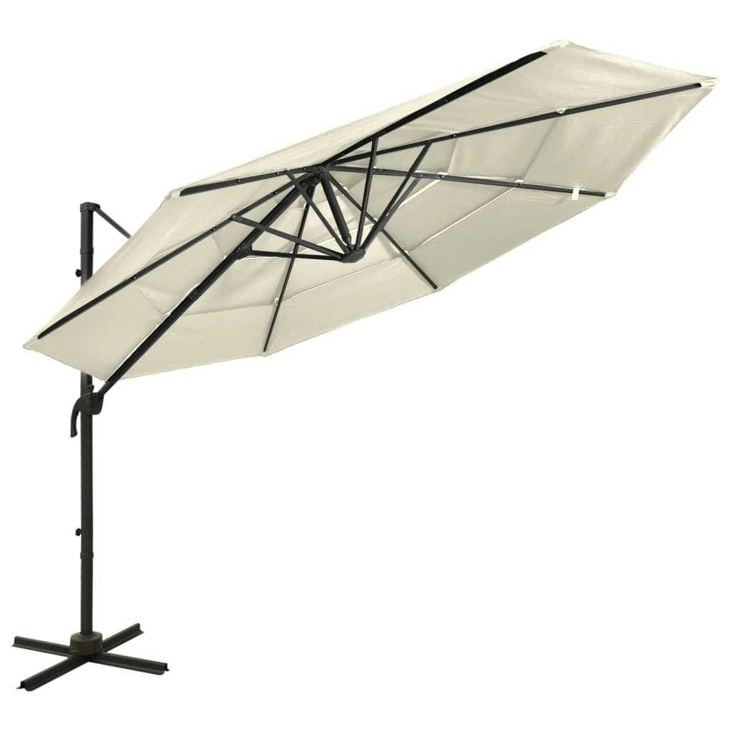 4-Tier Parasol with Aluminium Pole Sand 3x3 m 313828