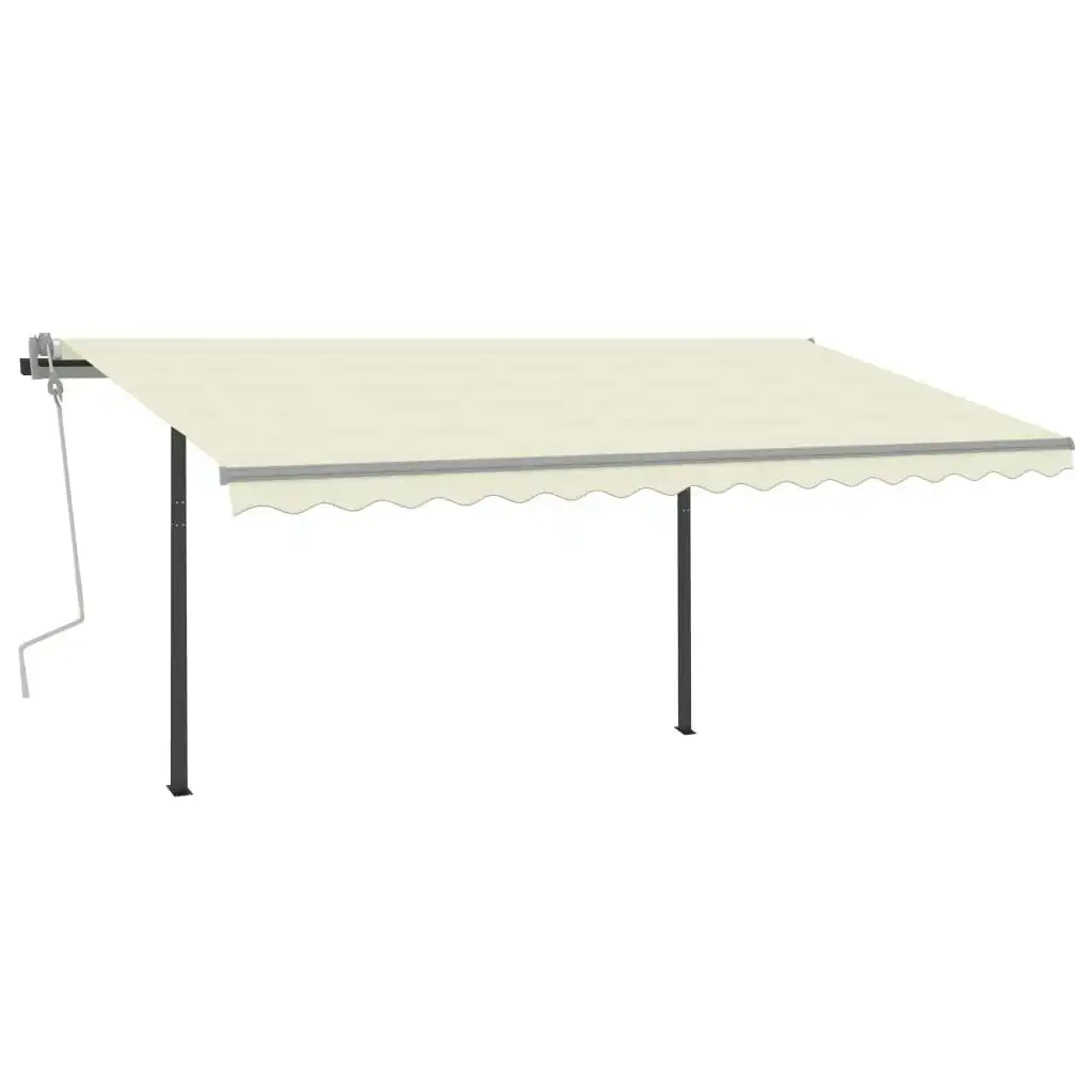 Automatic Retractable Awning with Posts 4x3 m Cream 3095843