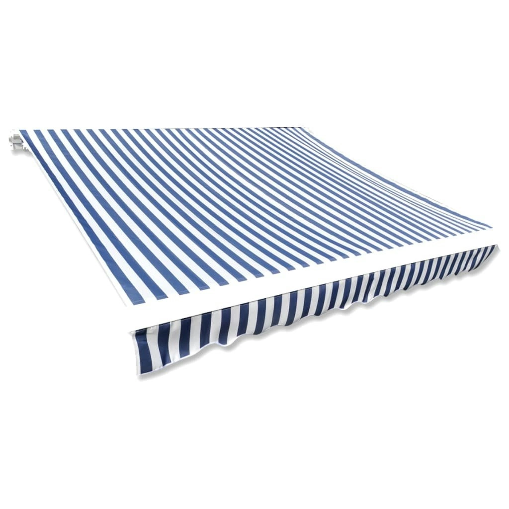 Awning Top Sunshade Canvas Blue & White 350x250 cm 143699