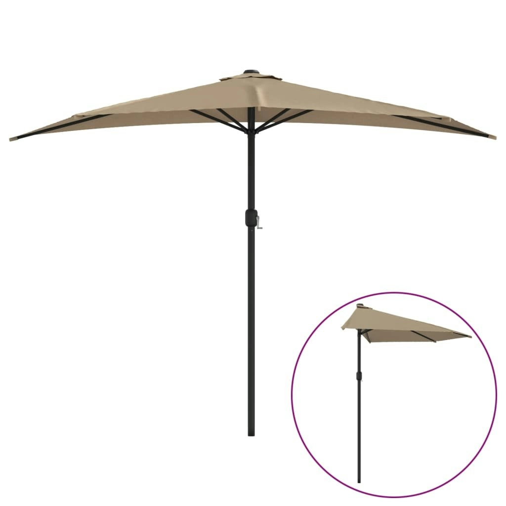 Balcony Parasol with Aluminium Pole Taupe 300x155 cm Half 44594