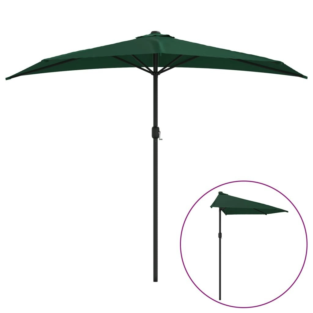 Balcony Parasol with Aluminium Pole Green 270x144 cm Half 44588