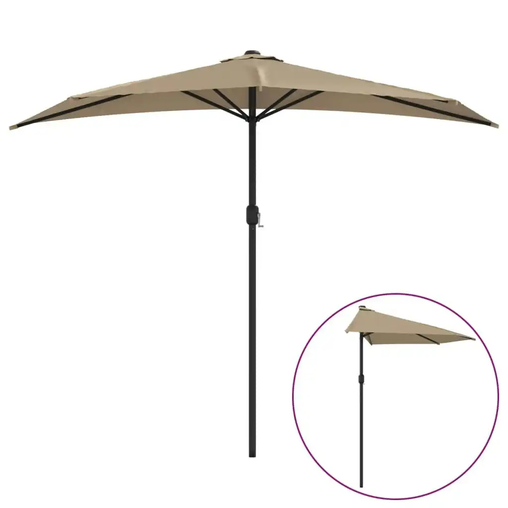 Balcony Parasol with Aluminium Pole Taupe 270x144 cm Half 44590