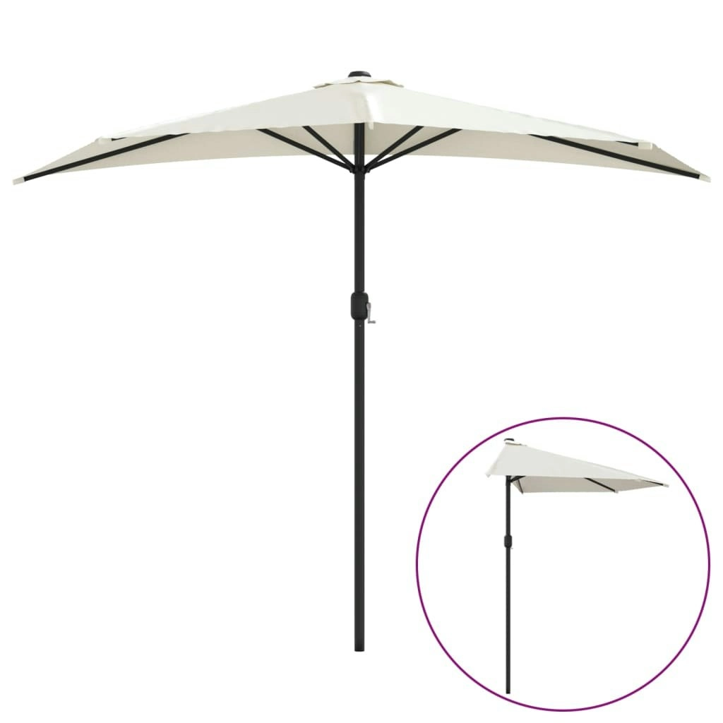 Balcony Parasol with Aluminium Pole Sand 270x144 cm Half 44587