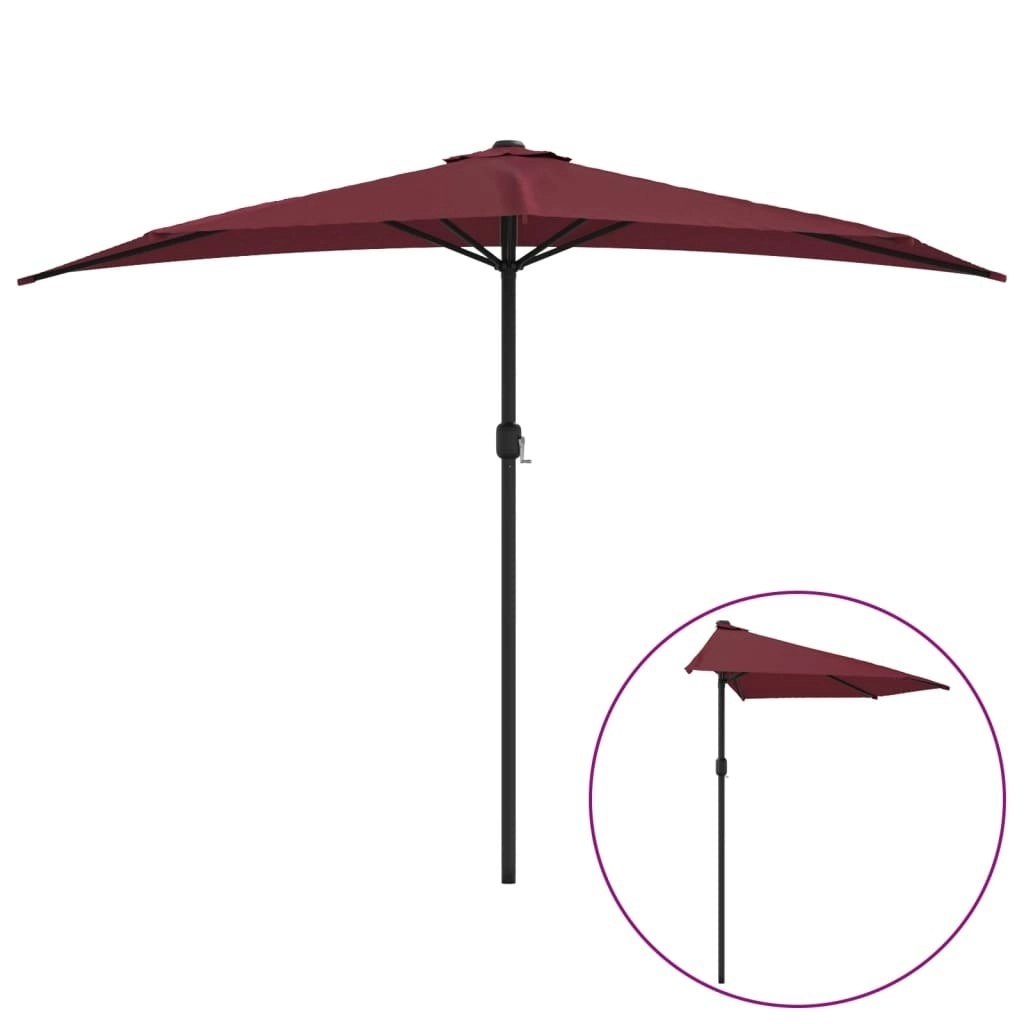 Balcony Parasol with Aluminium Pole Bordeaux Red 300x155x223 cm Half 312502