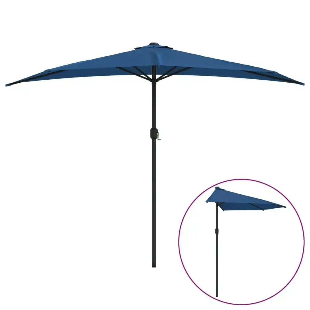 Balcony Parasol with Aluminium Pole Blue 300x155x223 cm Half 312505