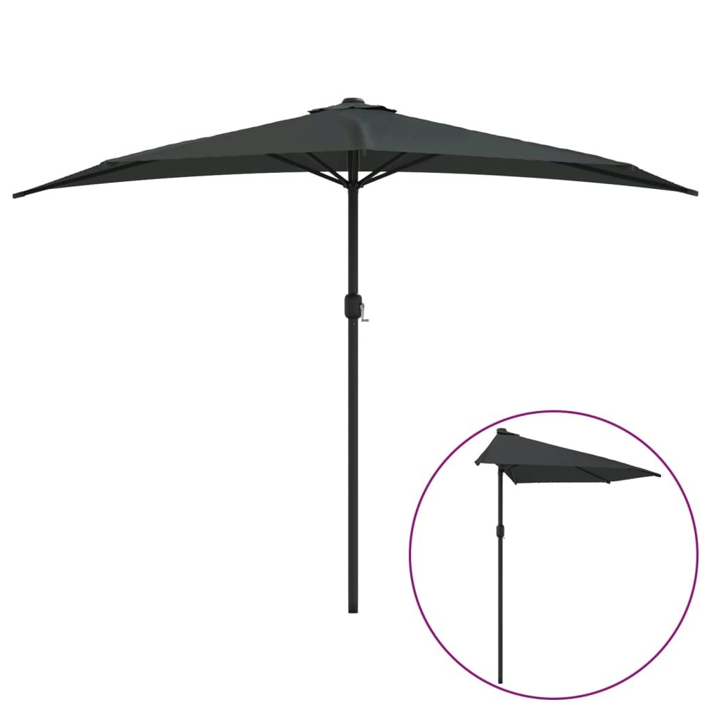 Balcony Parasol with Aluminium Pole Anthracite 300x155 cm Half 44593