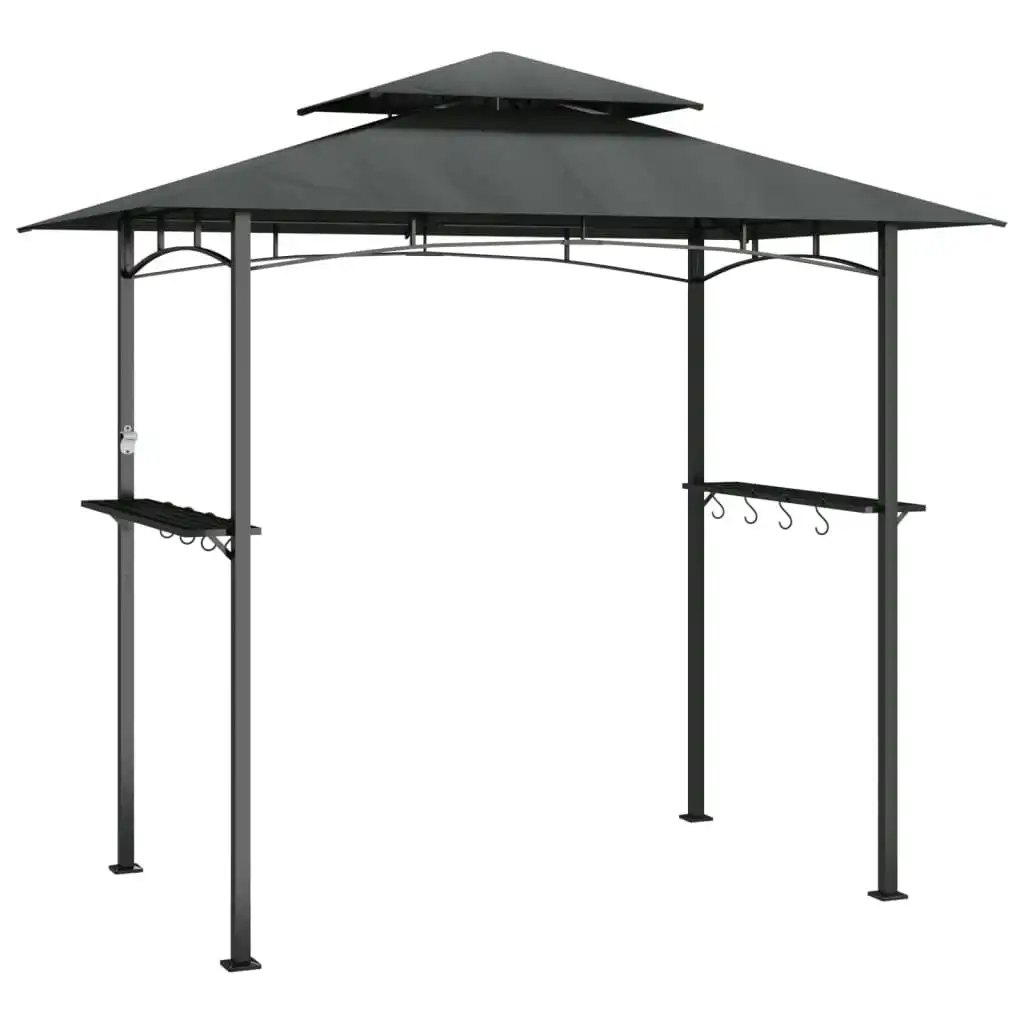 BBQ Gazebo with Side Shelves Anthracite 240x150x243 cm Steel 360140