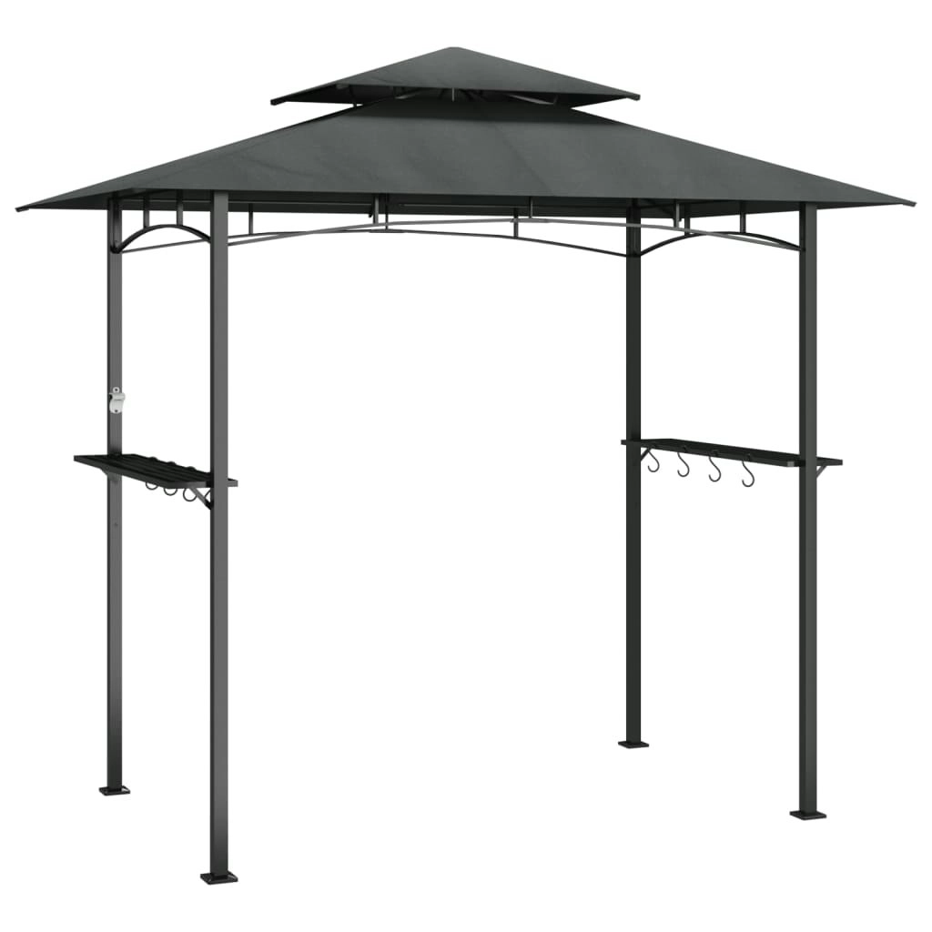 BBQ Gazebo with Side Shelves Anthracite 240x150x243 cm Steel 360140