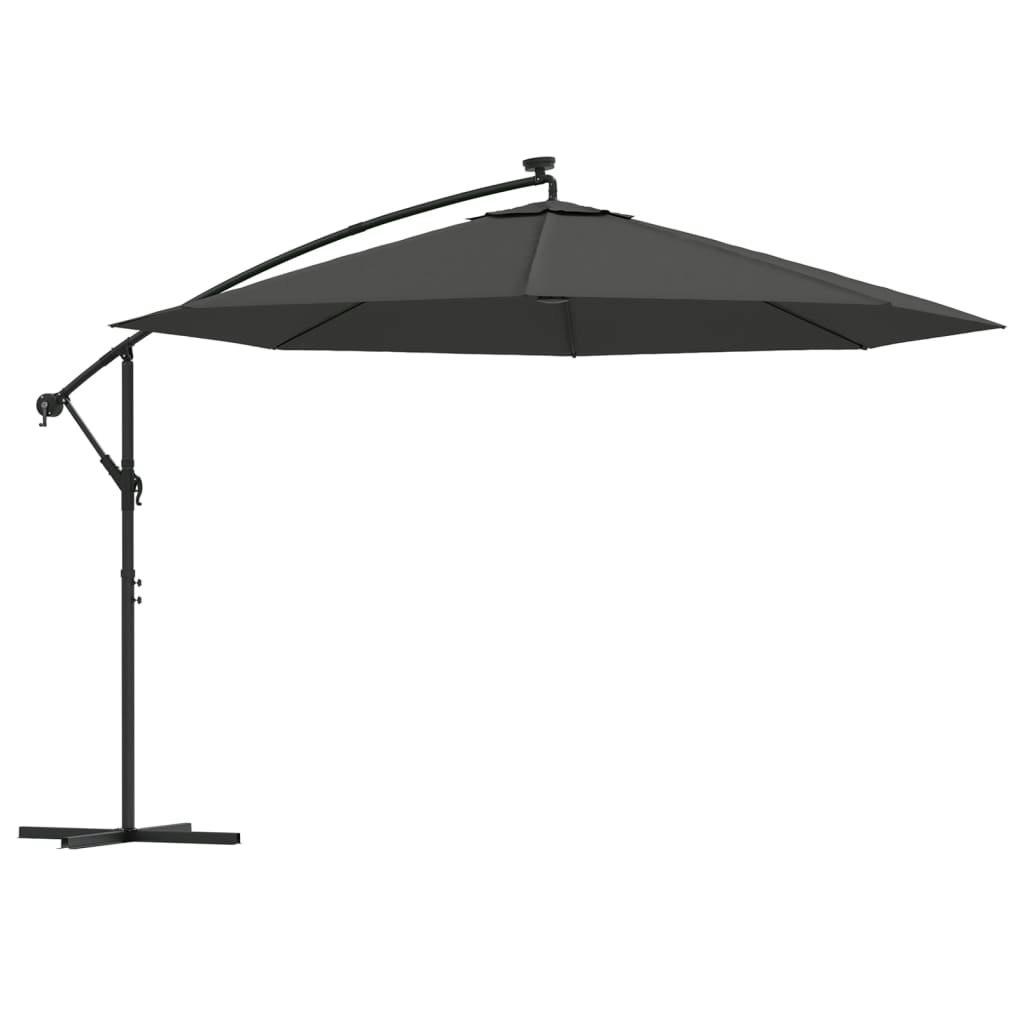 Cantilever Umbrella with LED Lights and Metal Pole 350 cm Anthracite 44525