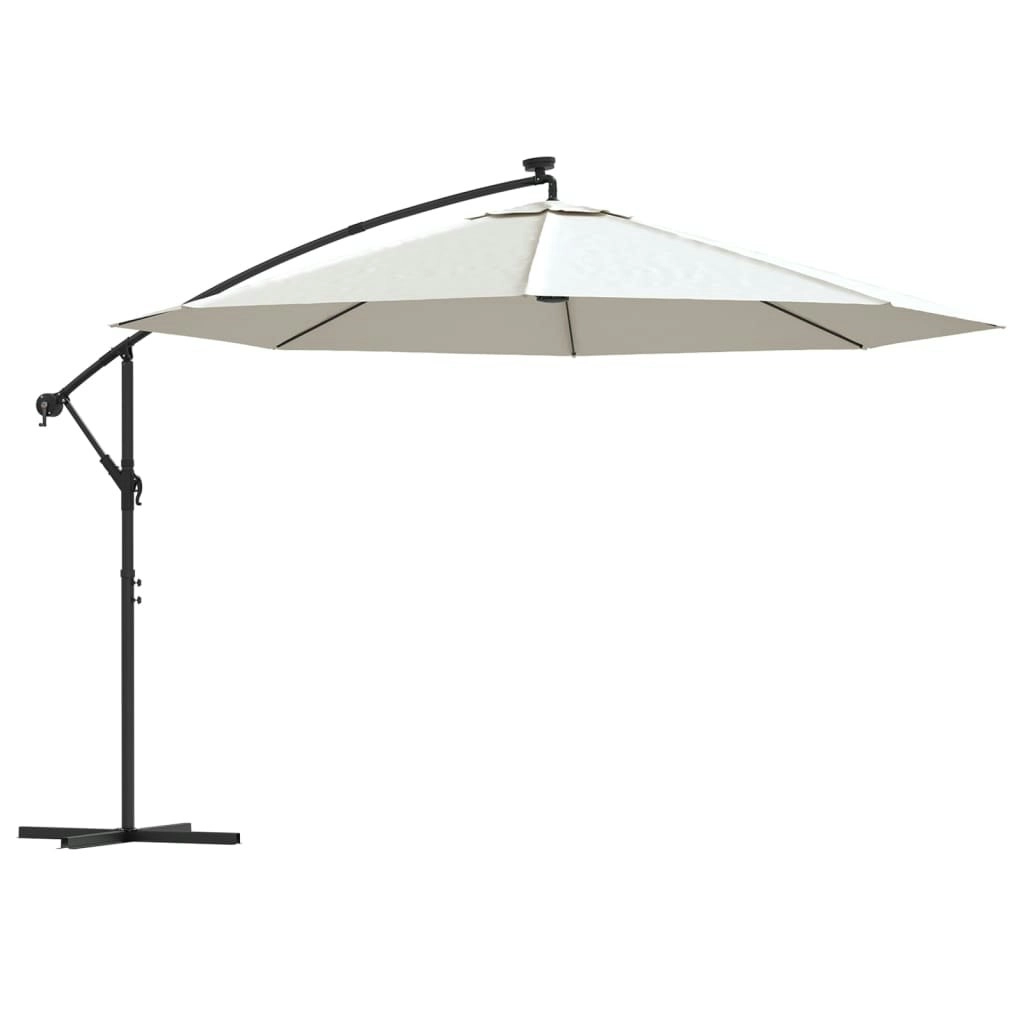 Cantilever Umbrella with LED Lights and Metal Pole 350 cm Sand 44523