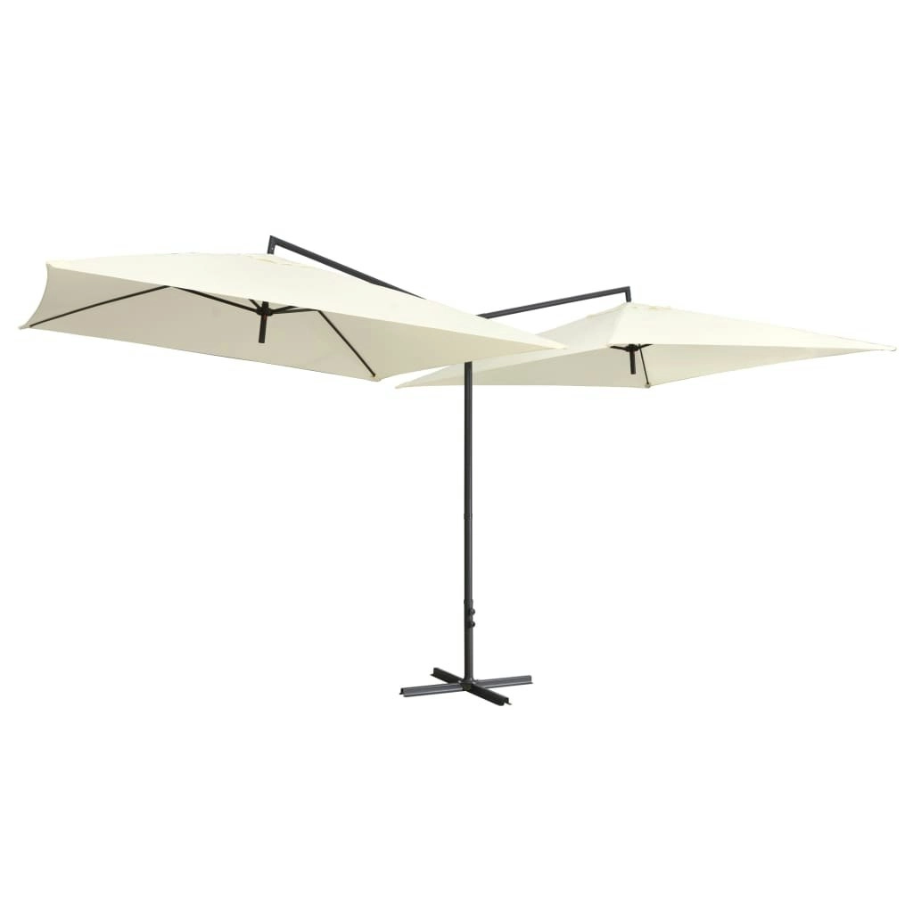 Double Parasol with Steel Pole 250x250 cm Sand White 47321