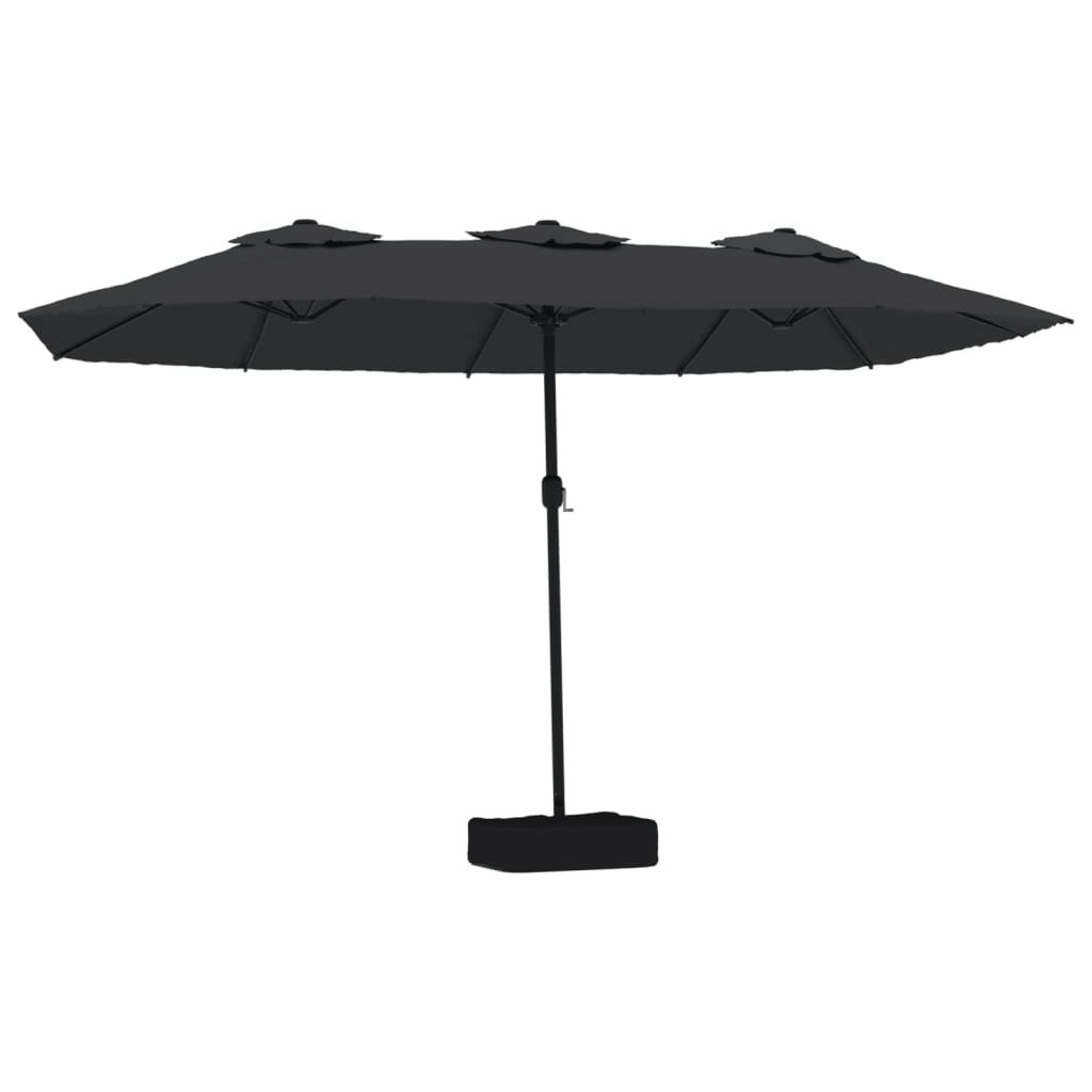 Double-Head Parasol with LEDs Black 449x245 cm 362959