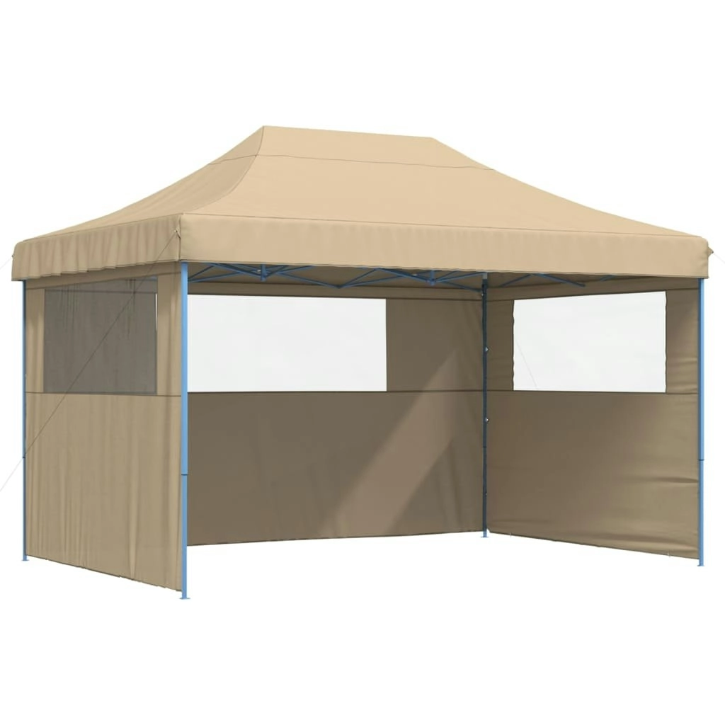 Foldable Party Tent Pop-Up with 3 Sidewalls Beige 4005015